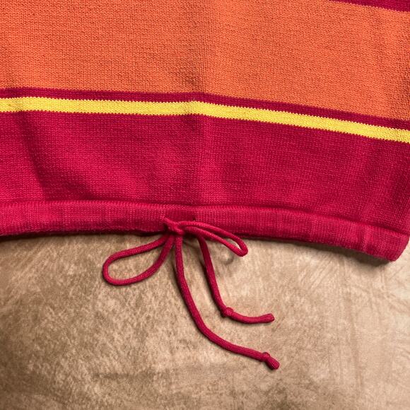 Vintage 90s Basic Editions Sleeveless Striped Knit Top Drawstring Waist Retro - Picture 5 of 6